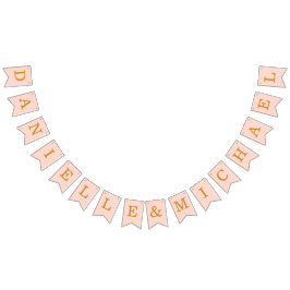 の結婚赤面ピンクゴールデン新郎新婦の名前シンプル バンティングフラッグ