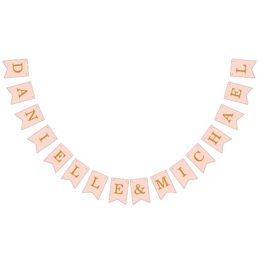 の結婚赤面ピンクゴールデン新郎新婦の名前シンプル バンティングフラッグ (全)
