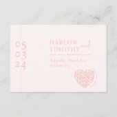 の結婚赤面ピンクハースQRコードエンクロージャカード エンクロージャーカード (正面)