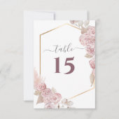 の結婚赤面ピンクフローラゴールデンテーブル番号 出欠カード (正面)
