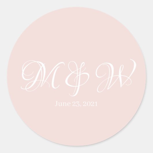 の結婚赤面ピンクモノグラムのスクリプエレガントトカスタム ラウンドシール (正面)