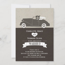 の結婚車2つの花嫁レズ結婚ビアン 招待状