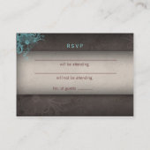 の結婚返信カードターコイズ青茶色 エンクロージャーカード (裏面)