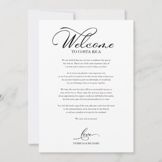 の結婚週末の日程のスクリプエレガントト歓迎 招待状 (正面)