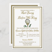 の結婚週末アクティビティゴルフ招待状金ゴールド&ホワイト 招待状 (正面/裏面)