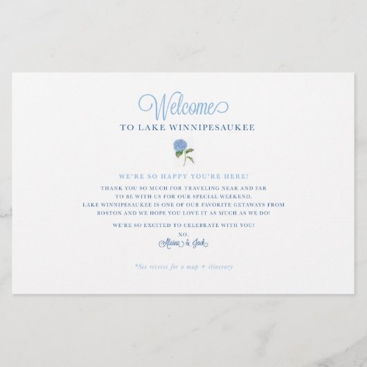 の結婚週末ウェルカムマップカード – ALAINA用 (正面)