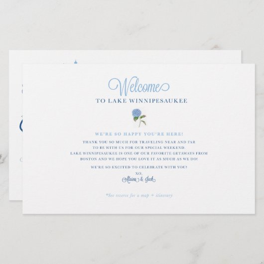 の結婚週末ウェルカムマップカード – ALAINA用 (正面/裏面)
