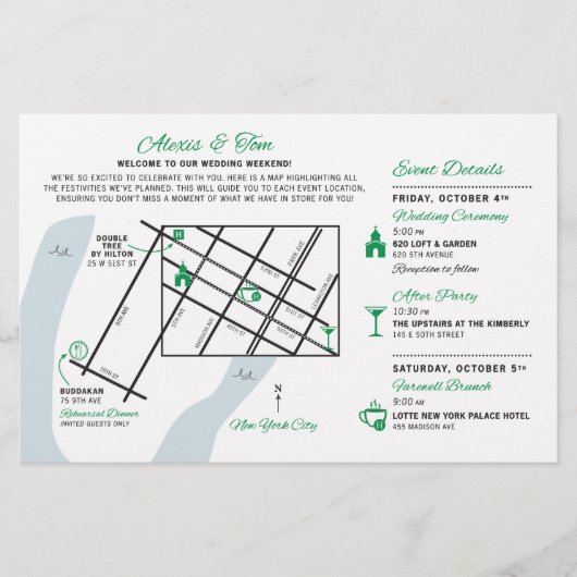 の結婚週末ウェルカムマップ – ALEXISカスタムの (正面)