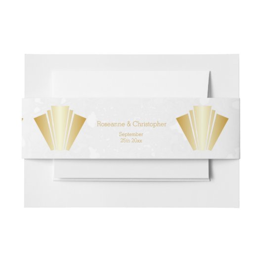 の結婚金ゴールドアールデコデザイン 招待状ベリーバンド (正面例)