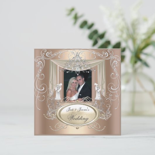 の結婚金ゴールドコーヒークリームシルバ華美ー 招待状 (スタンド正面)