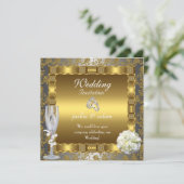 の結婚金ゴールドシルバーホワイトアンティークフローラリングや輪 招待状 (スタンド正面)