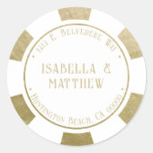 の結婚金ゴールドトランプのポーカーチップ差出人住所シール ラウンドシール (正面)