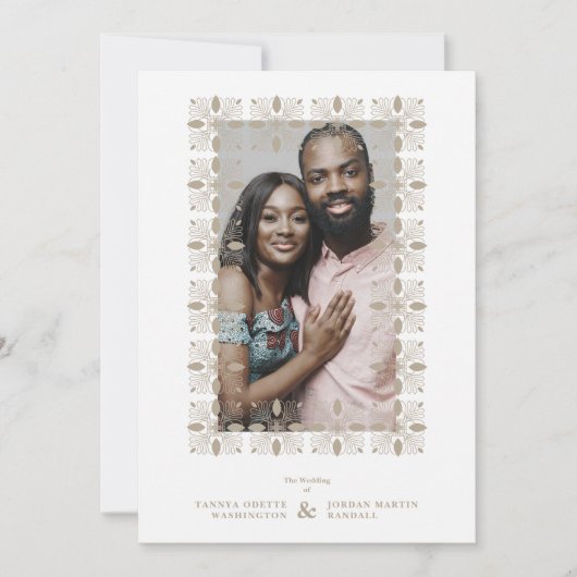 の結婚金ゴールドファンシーオーナメントレース効モダン果 招待状 (正面)