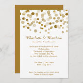 の結婚金ゴールドフェイクグリッター点 招待状 (正面/裏面)