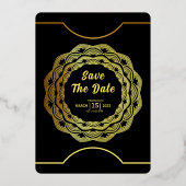 の結婚金ゴールドフォイル招待カードデザイン 箔招待状 (裏面)