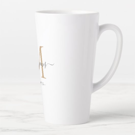 の結婚金ゴールドモノグラム名Year Est カフェラテマグ (右)