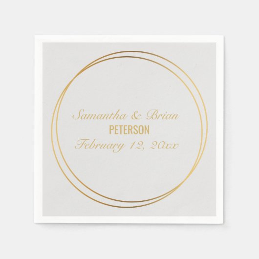 の結婚金ゴールド効果を持つ名前 スタンダードカクテルナプキン (正面)