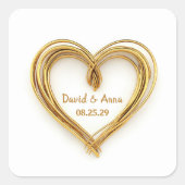 の結婚金ゴールド有線ハート スクエアシール (正面)