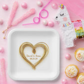 の結婚金ゴールド有線ハート ペーパープレート (パーティー)