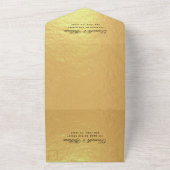 の結婚金フェイク箔ブラックエレガントスクリプトRSVP オールインワン招待状 (外側)