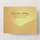 の結婚金フェイク箔ブラックエレガントスクリプトRSVP オールインワン招待状 (裏面)