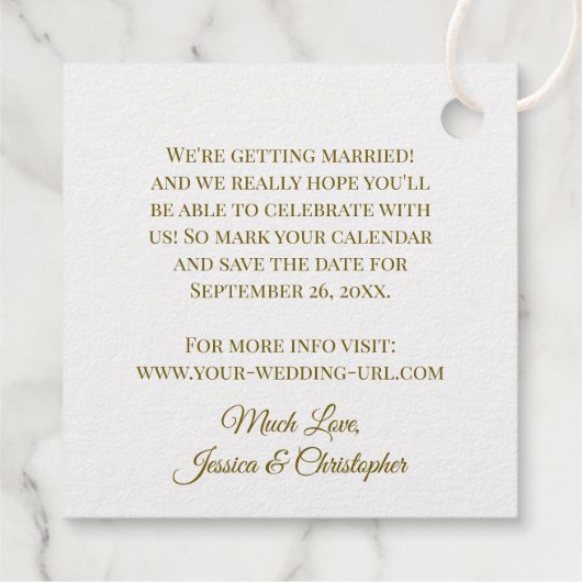 の結婚鉛筆で日付をフリリー保存エレガント フェイバータグ (裏面)