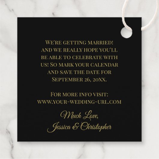 の結婚鉛筆で日付を黒に保エレガントつ フェイバータグ (裏面)