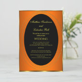 の結婚銅オレンジ色の金ゴールドブラックエレガントイモダンン 招待状 (スタンド正面)