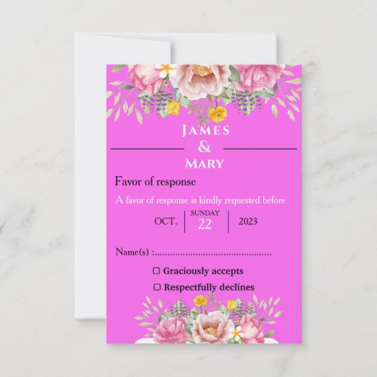 の結婚鐘 出欠カード (正面)