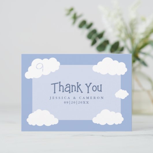 の結婚雲9かわいいお洒落おもしろいギフトユニーク サンキューカード (スタンド正面)