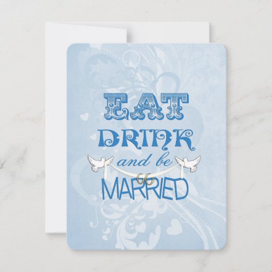 の結婚青と鳩 招待状 (正面)