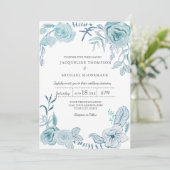 の結婚青モダン色のフローラ 招待状 (スタンド正面)