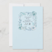 の結婚青モダン色のフローラ 招待状 (裏面)