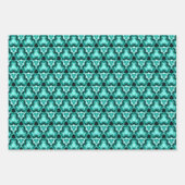の結婚青/ティール（緑がかった色）旋回と青結婚の渦無地の ラッピングペーパーシート (正面2)