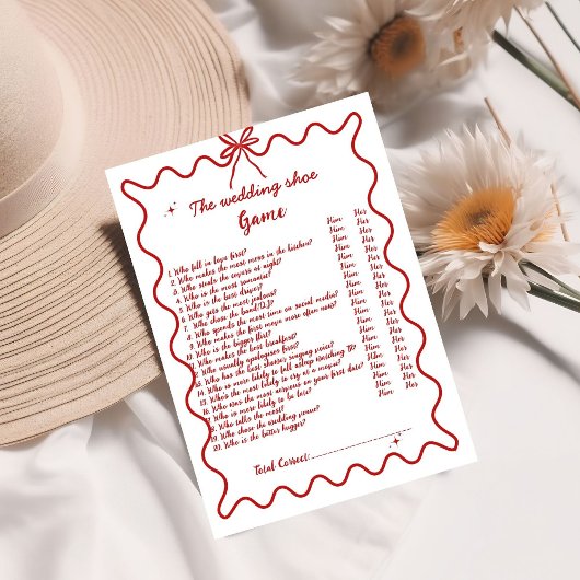 の結婚靴のイタリアンブライダルシャワーゲームカード 招待状