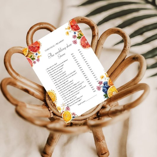 の結婚靴Citrusブライダルシャワーゲームカード 招待状