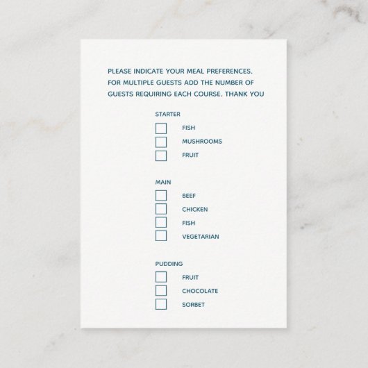 の結婚食事の選択アクアティール(緑がかった色)アートエンクロージャカード エンクロージャーカード (裏面)