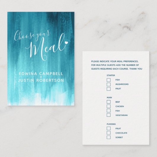 の結婚食事の選択アクアティール(緑がかった色)アートエンクロージャカード エンクロージャーカード (正面/裏面)