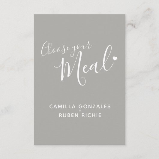 の結婚食事オプションのスクリプト文字灰色の囲い エンクロージャーカード (正面)