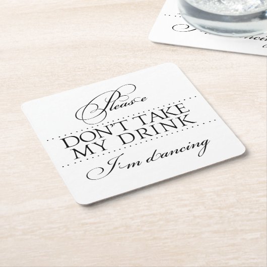 の結婚飲み物用コースターは飲まないで下さい スクエアペーパーコースター (アングル)
