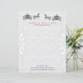 の結婚馬と馬車と白いダマスク レターヘッド (スタンド正面)