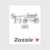 の結婚馬と馬車の漫画イラストレーション シール (シート)
