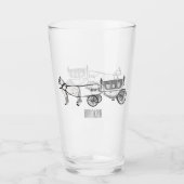 の結婚馬と馬車の漫画イラストレーション タンブラーグラス (正面)