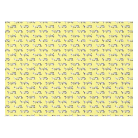 の結婚馬と馬車の漫画イラストレーション テーブルクロス (正面(横))