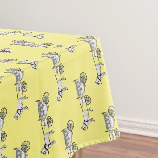 の結婚馬と馬車の漫画イラストレーション テーブルクロス (インサイチュ)