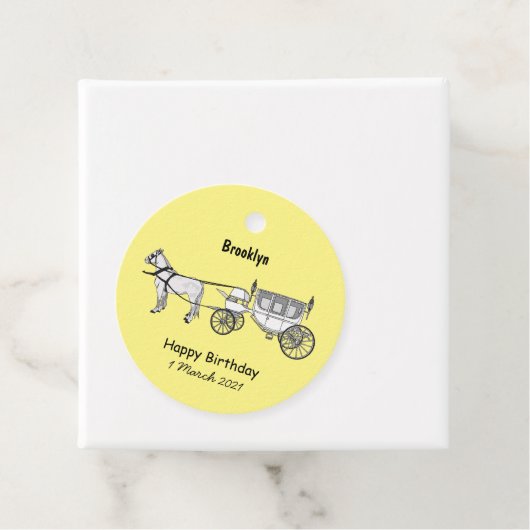 の結婚馬と馬車の漫画イラストレーション フェイバータグ (インサイチュ)