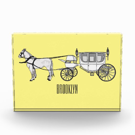 の結婚馬と馬車の漫画イラストレーション フォトブロック (正面)