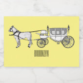 の結婚馬と馬車の漫画イラストレーション フードラベル (シングルラベル)