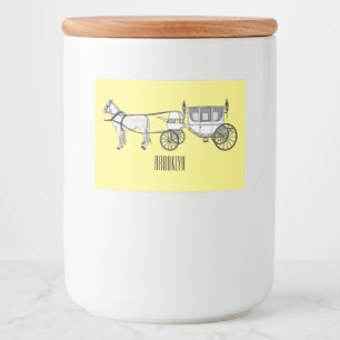 の結婚馬と馬車の漫画イラストレーション フードラベル