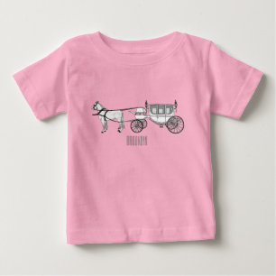 の結婚馬と馬車の漫画イラストレーション ベビーTシャツ